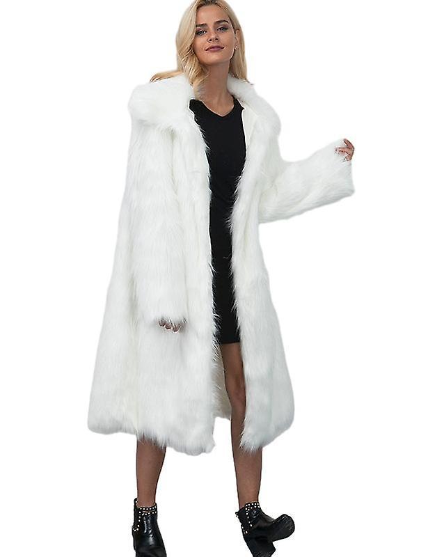 Ruitong Women's Winter Parka Overcoat Long Sleeve Faux Fur Coat Jacket White