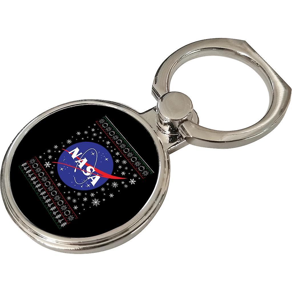 NASA Classic Insignia Christmas Knit Pattern Phone Ring Black 3.5cm x 4.5cm