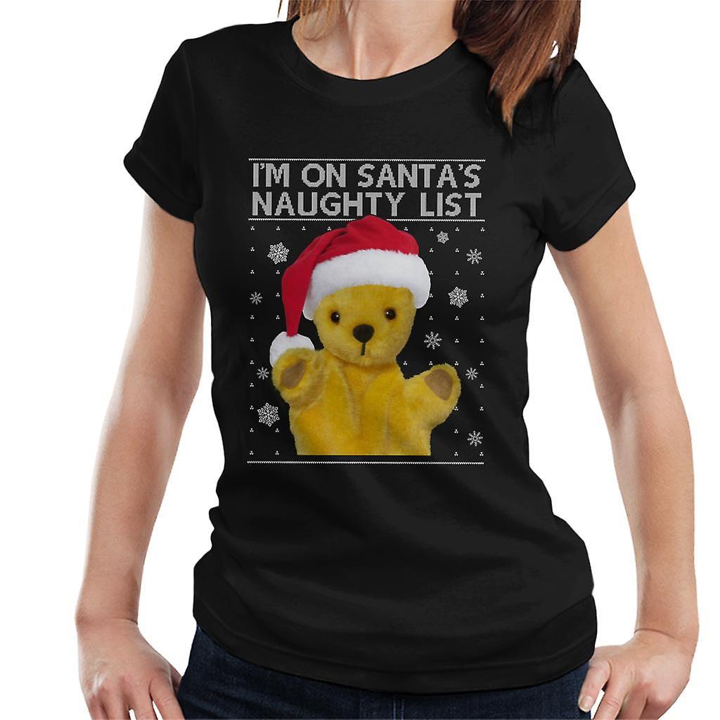 Sooty Christmas Im On Santas Naughty List Women's T-Shirt Black Medium