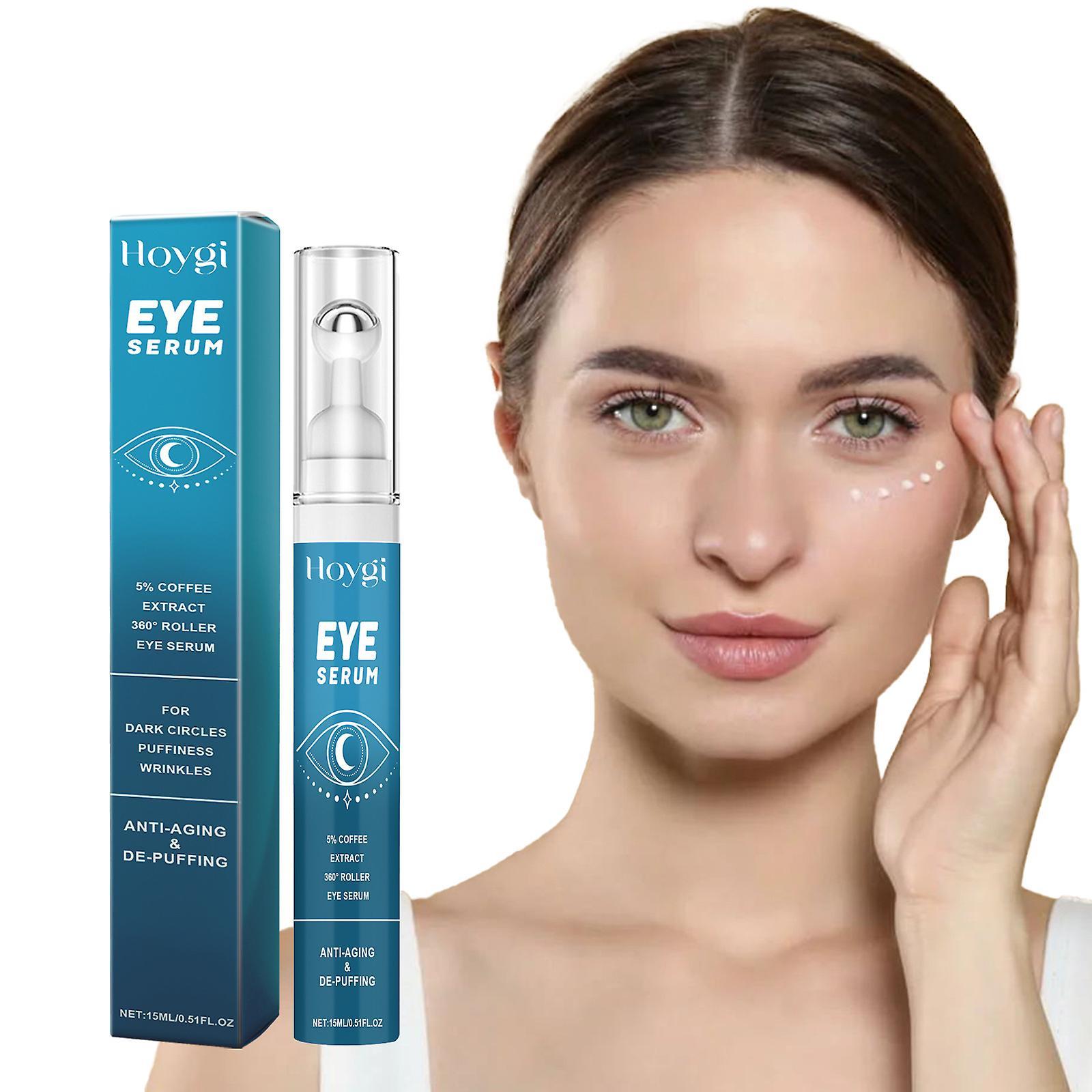 Frusde 5% Caffeine Eye Serum and Under Eye Roller Cream for Dark Circles and Puffiness, Caffeine Eye Cream with 360 Massage Ball Reduce Wrinkles Fi...