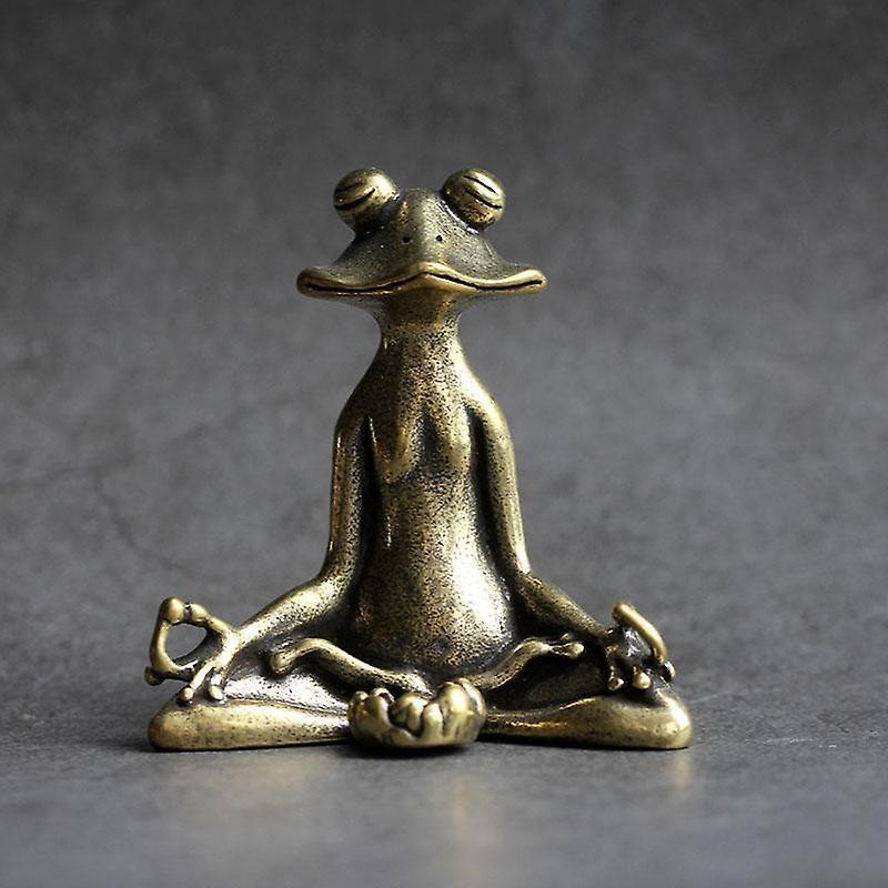 Serh Meditation Frog Statue Traditional Chinese Brass Meditating Buddhist Frog Figure For Desktop Ornament Feng Shui Decoration(1pcs, Copper)