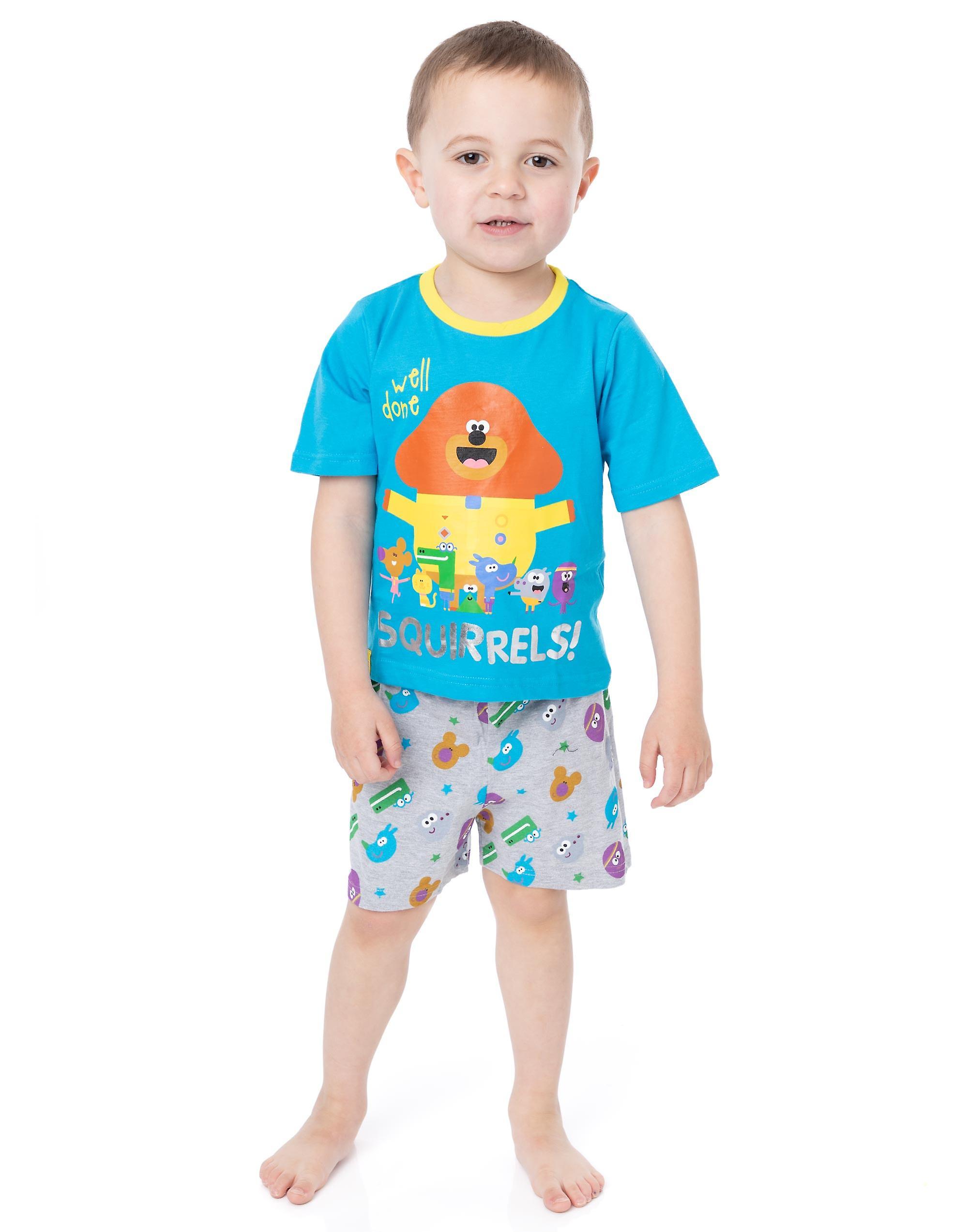 Vanilla Underground Hey Duggee Boys Short Sleeve Short Leg Pyjama Set Blue Character Placement & All-Over Print 3-4 Years