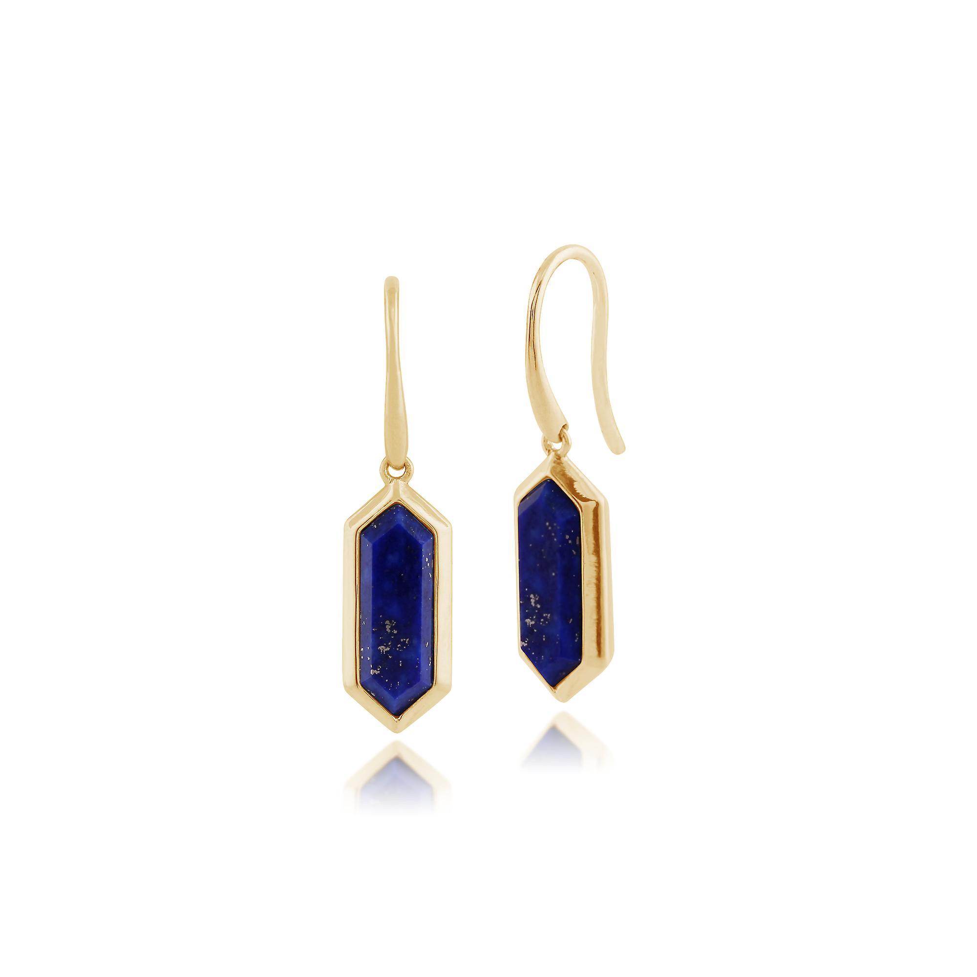 Gemondo Geometric Hexagon Lapis Lazuli Prism Drop Earrings in Gold Plated 925 Sterling Silver 271E012502925 Blue One Size