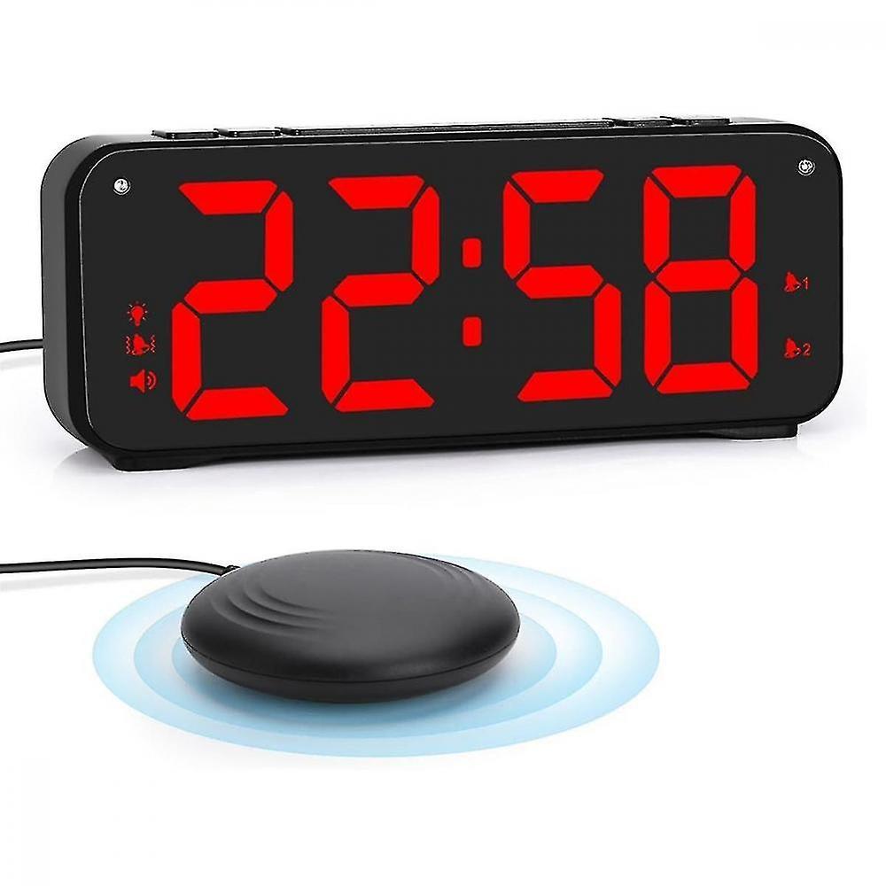 Hgxs Loud Alarm Clock for Heavy Sleepers Adults,Dual Alarm Clock with Bed Shaker,for Bedrooms,6.5In Large Display with Dimmer WFE As Shown