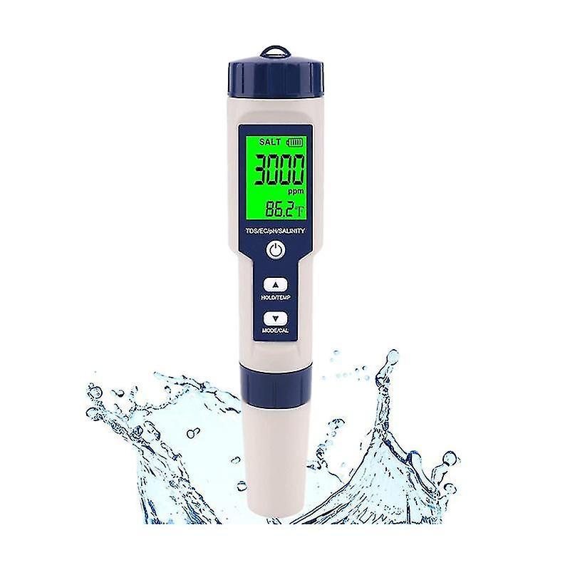 Bean Pool Salt Tester, Digital Salinity Meter, High Accuracy 5 In 1 Salinity Tester compatible Salt Water,ip67