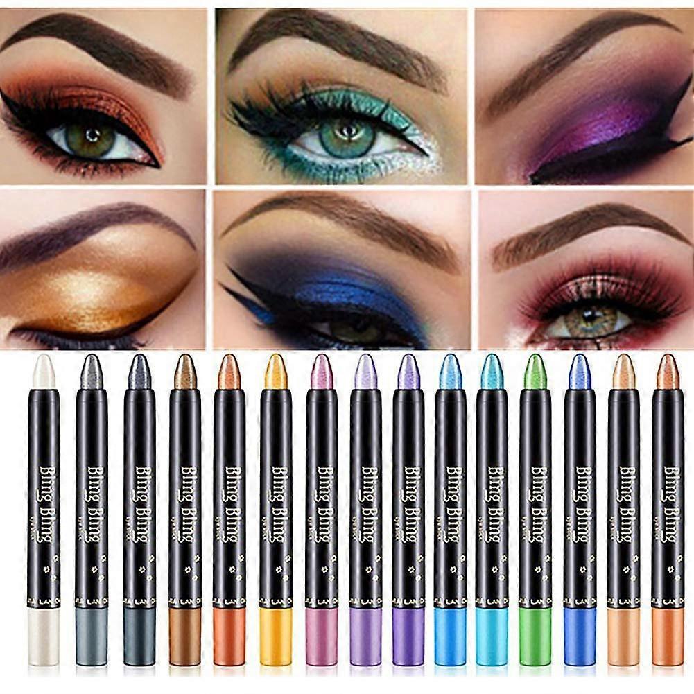 Lycxames 15 Colors Eyeshadow Stick Waterproof Eye Shadow Pencil Shimmer Glitter Eyeshadow Crayon Long Lasting Eyeshadow Stick Sets