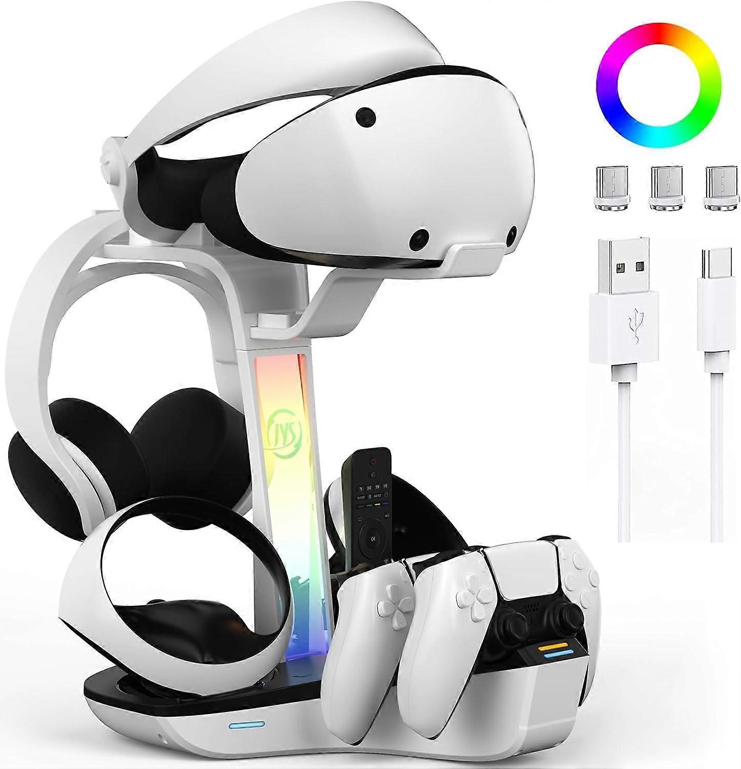 Heyone PS VR2 Charging Stand for PS5 VR2 Controllers, High Speed Charging Stand, LED Indicator, VR Headset Headphones Holder