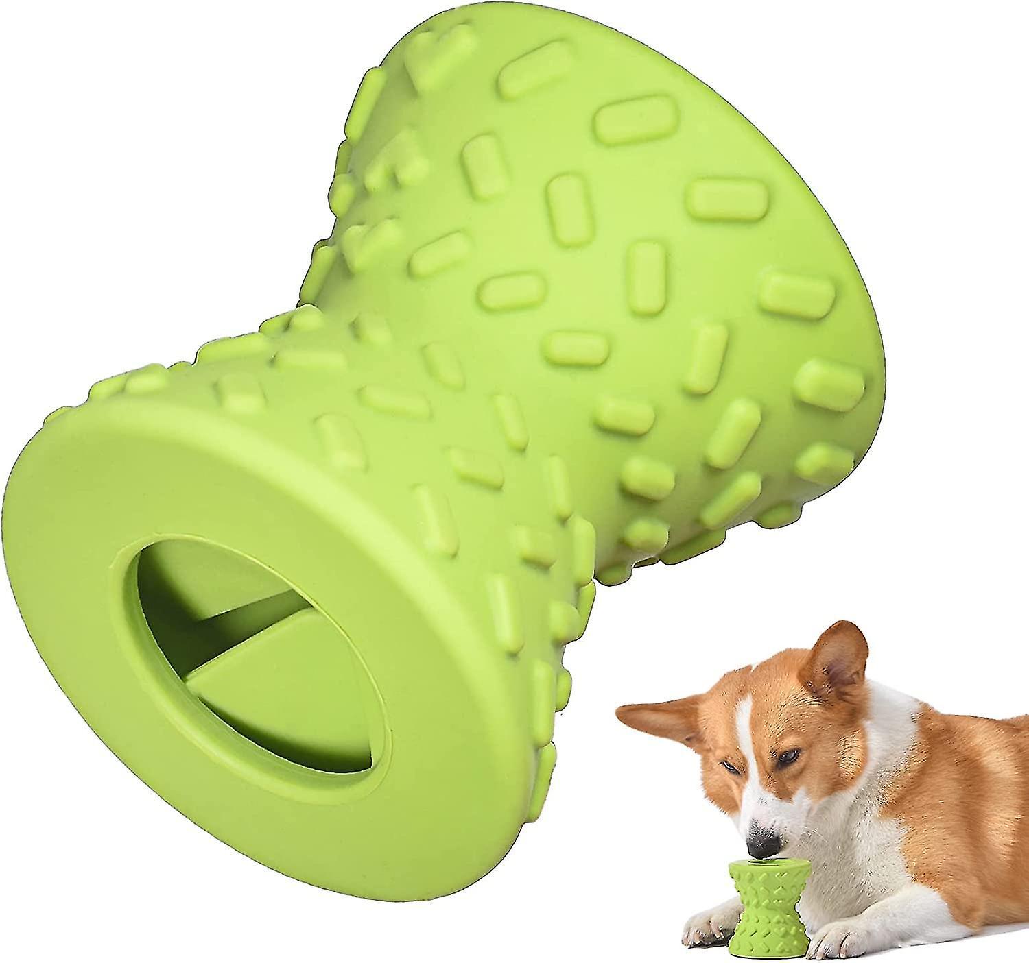 Tianzun Interactive Treat Dispensing Puppy Toys, Dog Bones For Aggressive Chewers Natural Rubber Tough Dog Chew Toys Green