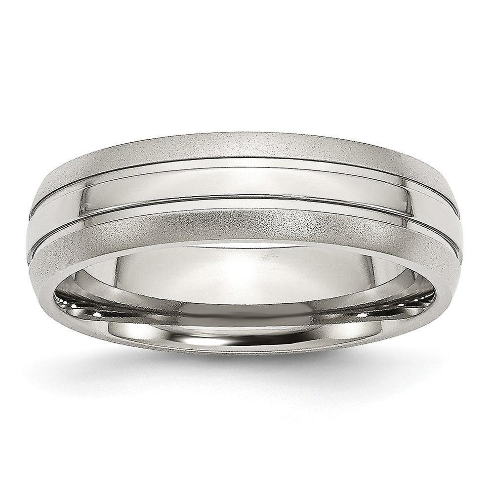 Chisel Stainless Steel Engravable Grooved 6mm Brushed and Polished Band Ring Jewelry for Women - Ring Size: 6 to 13 8.5