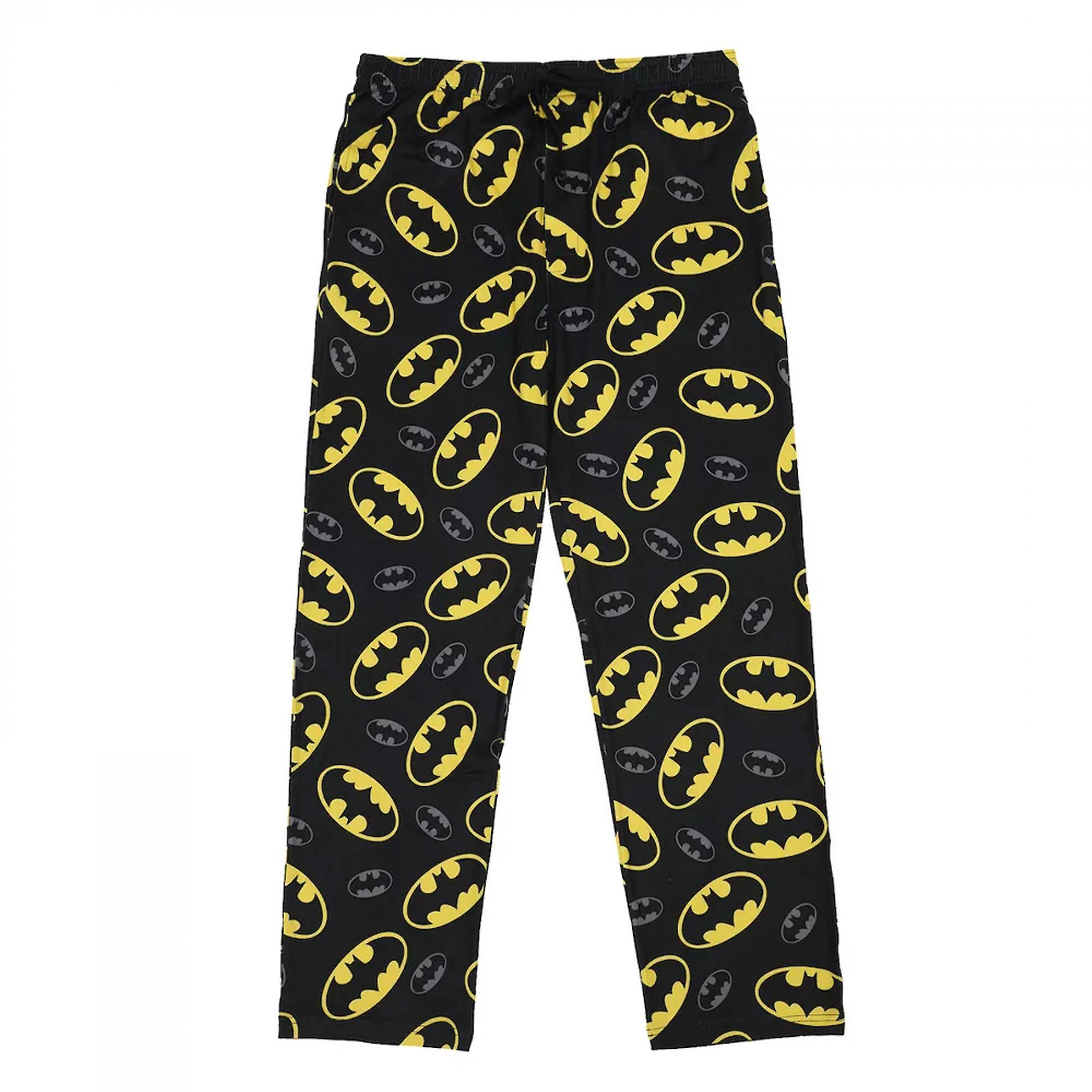 DC Comics Batman Classic Logo All Over Print Sleep Pants Black Small