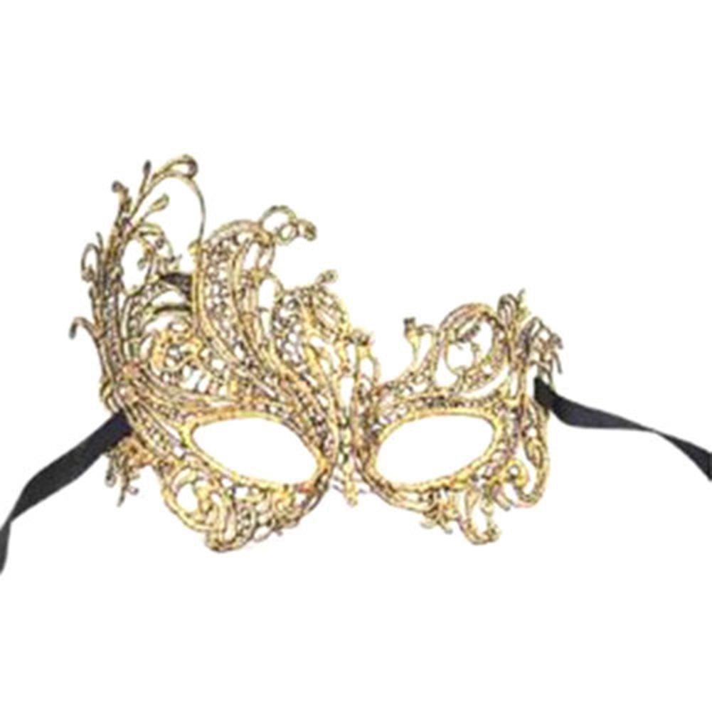 Yirepny Women Lace Eye Face Mask Masquerade Party Prom Stage Halloween Costume Prop Gold