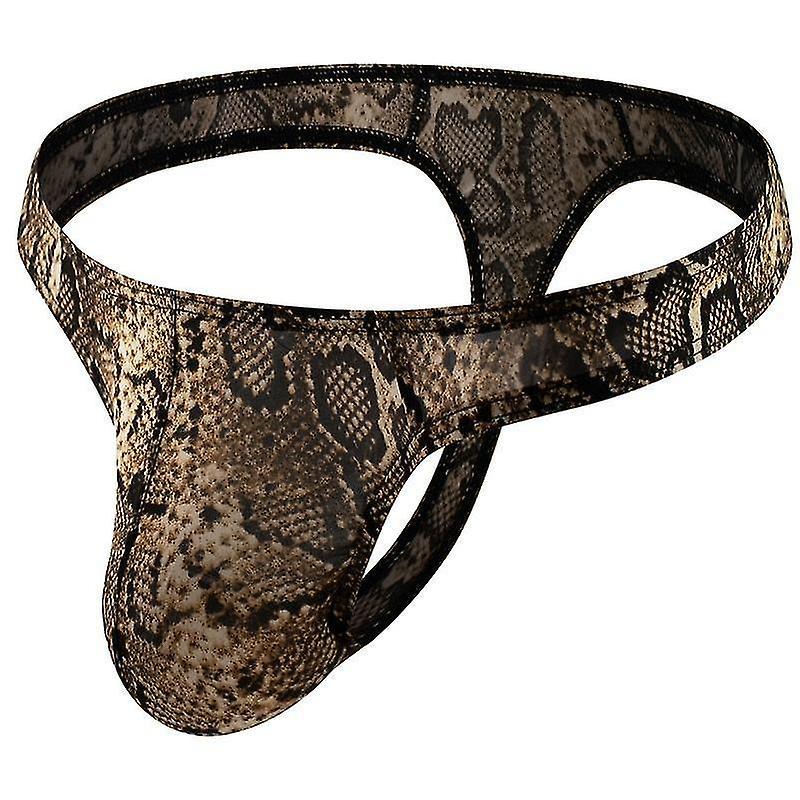 Get It Men's Leopard Print Thong G-string Underwear Black snake pattern L