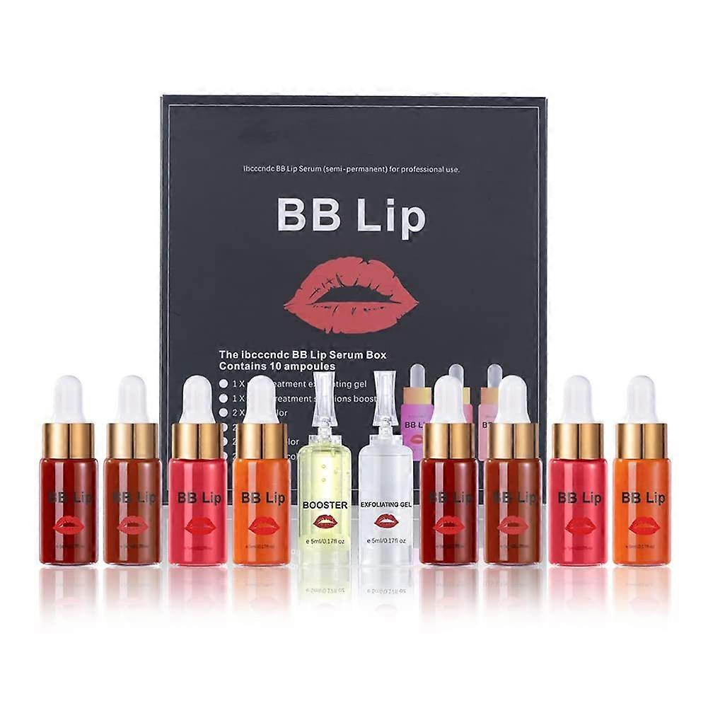 Unbrand BB Lip Glow Ampoule Serum Starter Kit, Semi Permanent Lip Make-up Treatment, Tint Lip Gloss BB Lip Serum Plump Lip Care Set