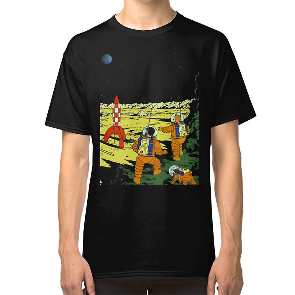 RockShark Tintin Adventurers on the Moon T-shirt black M