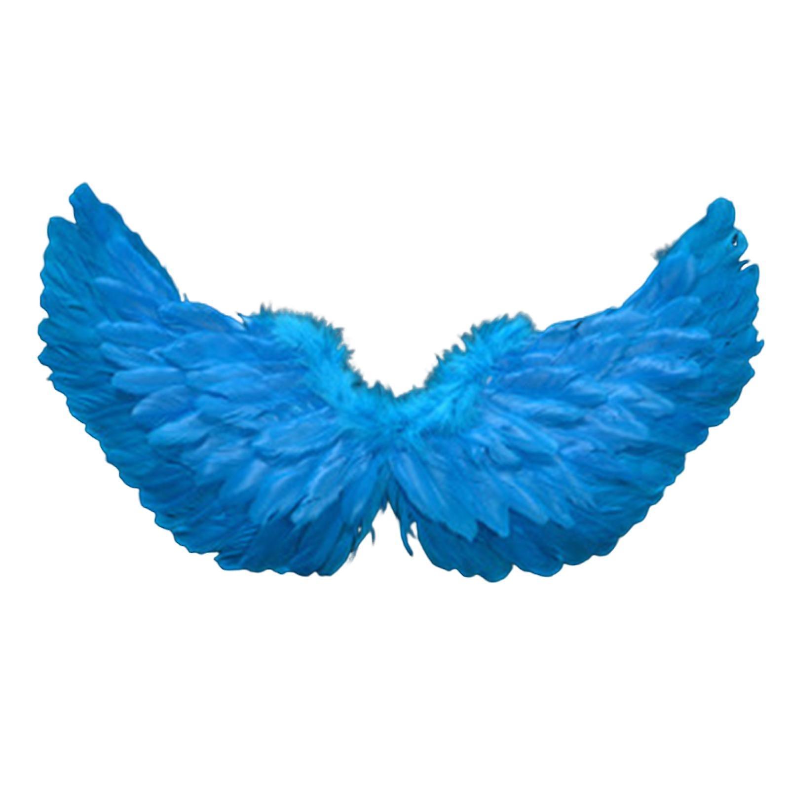 SIJIALI Angel Feather Wings with Elastic Straps Bright Color Lightweight Costume Cosplay Wings Photography Sky Blue