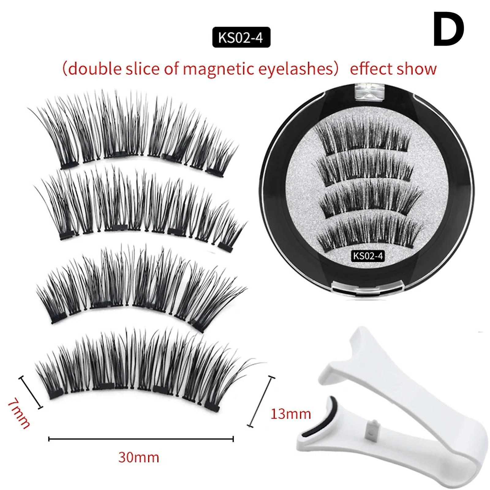 Nspiel Magnetic Eyelashes, Reusable 3d Magnetic Lashes False Eyelashes Glue Free with Applicator, 3 Magnet Natural Look Eyelash Extensions D