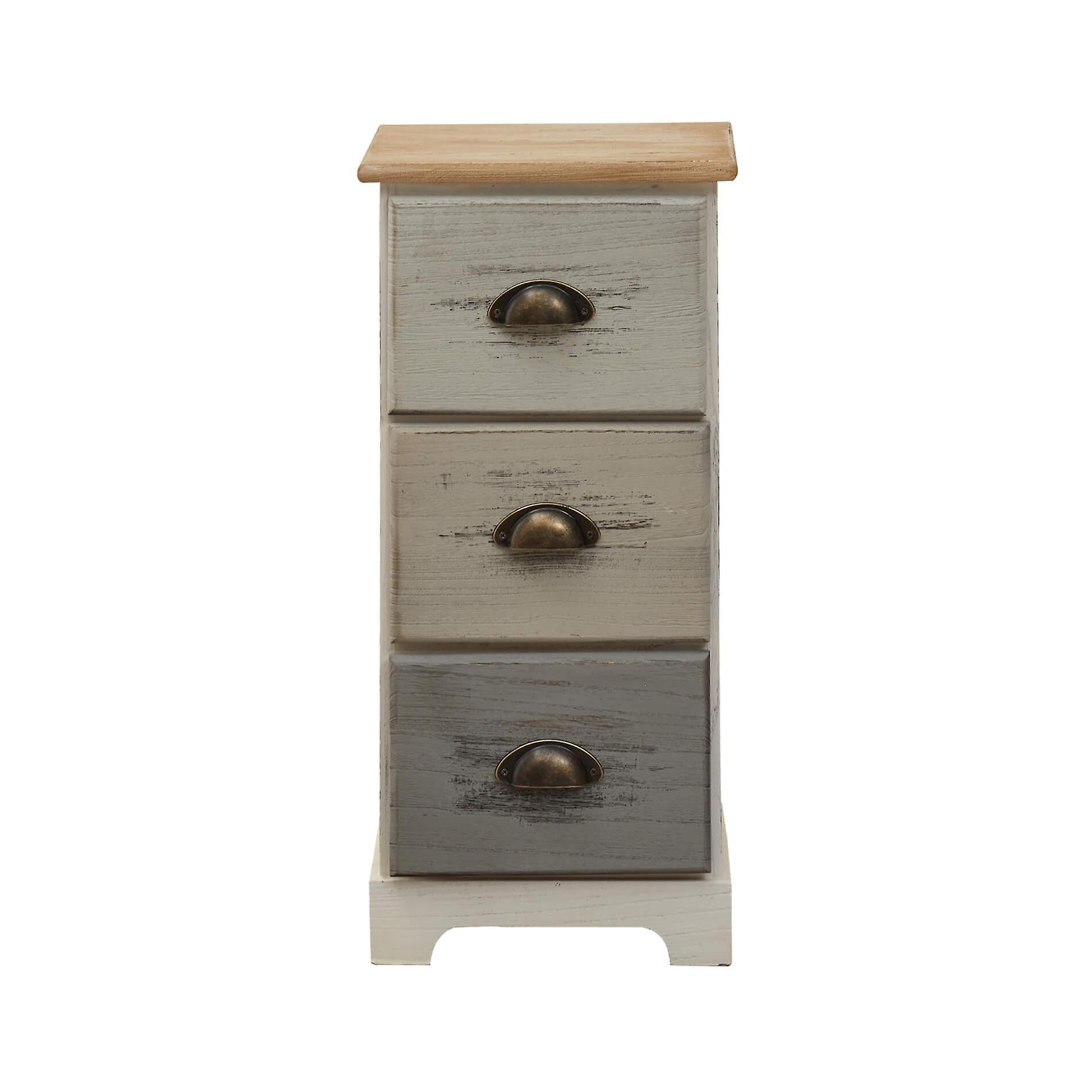 Mobili Rebecca Rebecca Furniture Bedside tables 3 Drawers light wood White Beige Grey 62x29x25