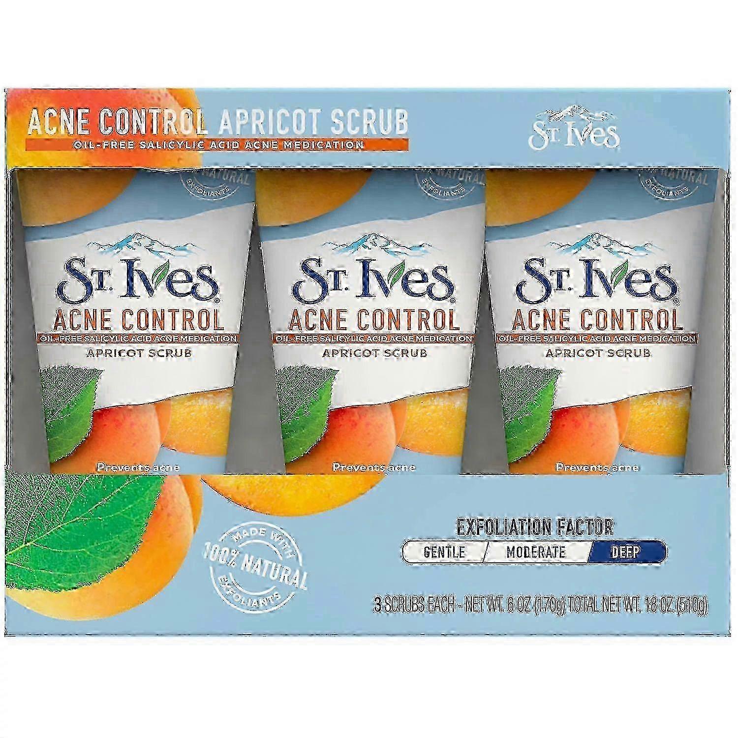 St. Ives Acne Control Apricot Scrub Pack, 3 Ea