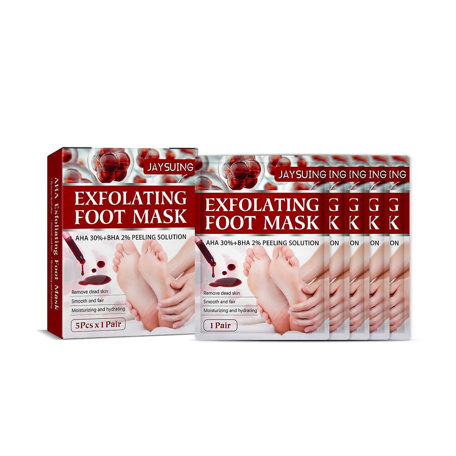 Jaysuing 5 Pairs Exfoliating Essence Foot Mask Moisturizing Hydrating Remove Dead Skin Skin-friendly