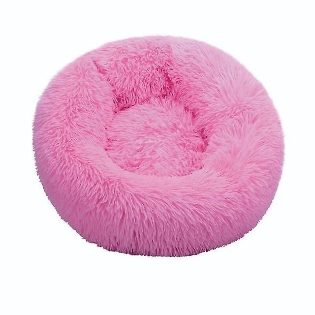 Slowmoose Round Cat Bed House Soft Long Plush Best  Bed For Dogs Basket, Pet Products 80cm / Rose