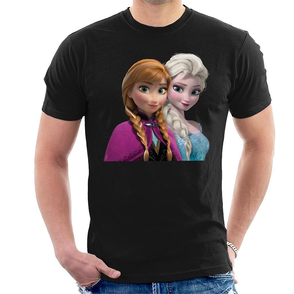 Disney Frozen Princess Anna And Elsa The Snow Queen Men's T-Shirt Black X-Large