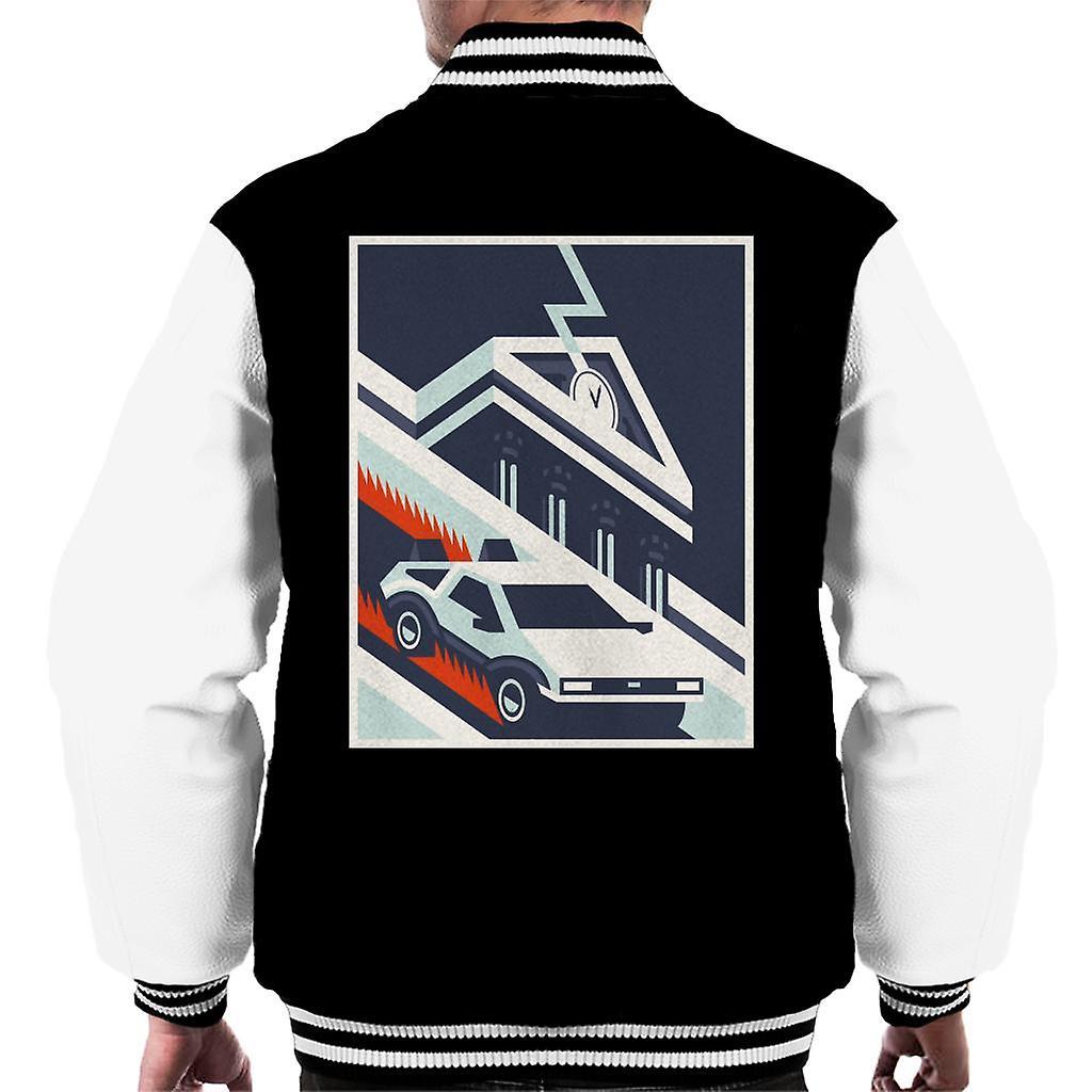 Back to the Future Delorean By Hill Valley Men's Varsity Jacket Black/White Large