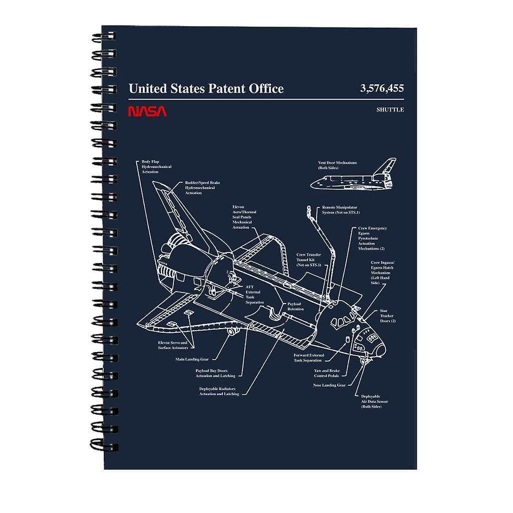 NASA Space Shuttle Blueprint Spiral Notebook Navy Blue 15 x 21 cm