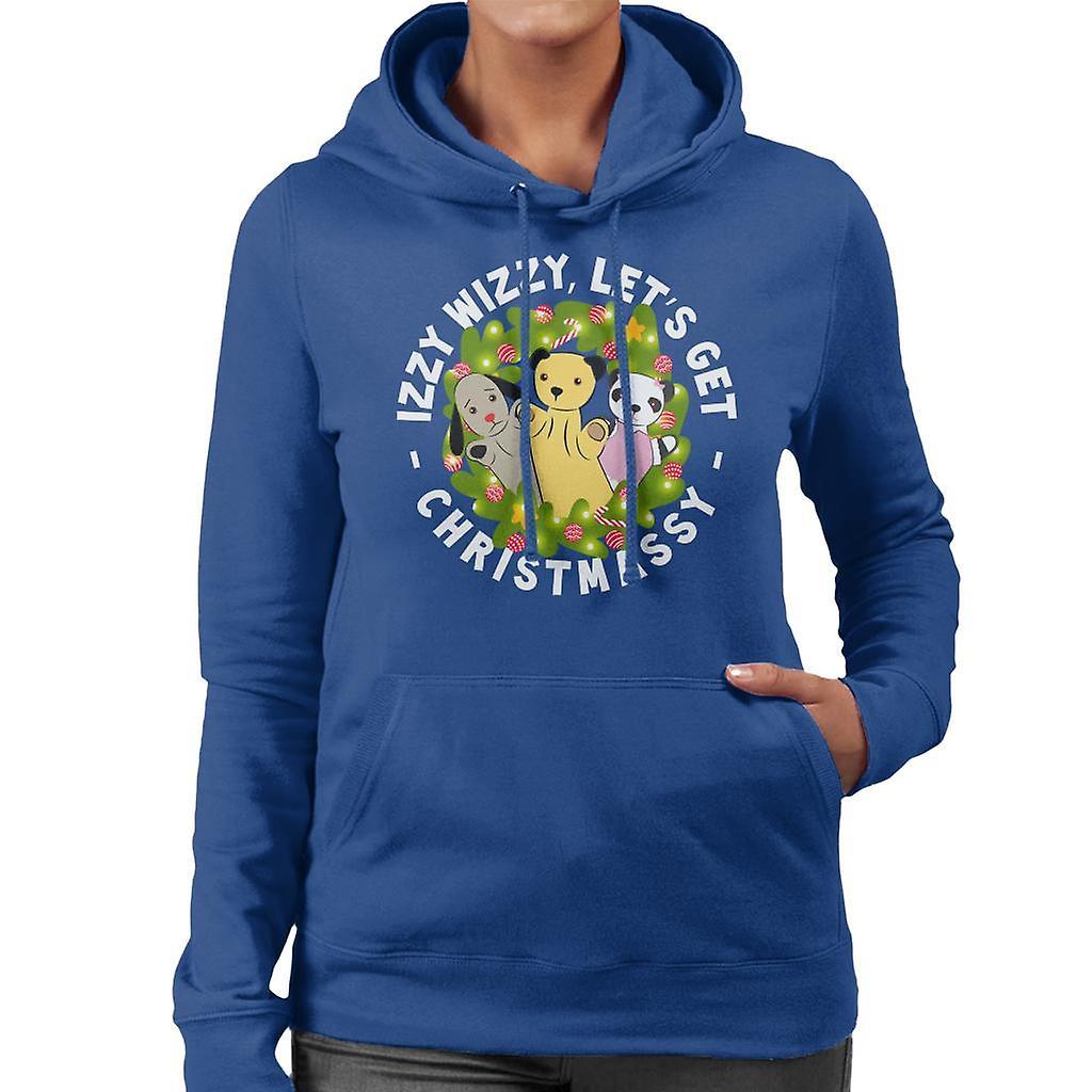 Sooty Christmas Illuminated Wreath Women's Hooded Sweatshirt Royal Blue Medium