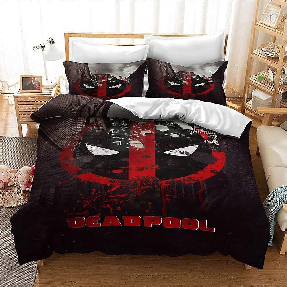 Kerota Kids Bedding Set with 3D Pillowcase, Hidden Zipper, Deadpool Duvet Cover ) Single135x200cm