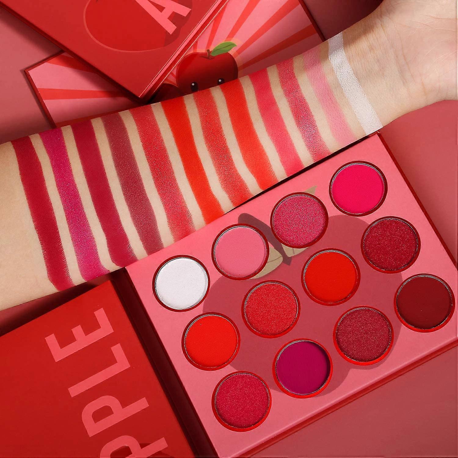 Linkrunning Red Eyeshadow Palettes Makeup Professional,Ultra Pigmented And Blending Bright Dark Hot True Red Eye Shade 12 Color,Velvet Matte Shimmer