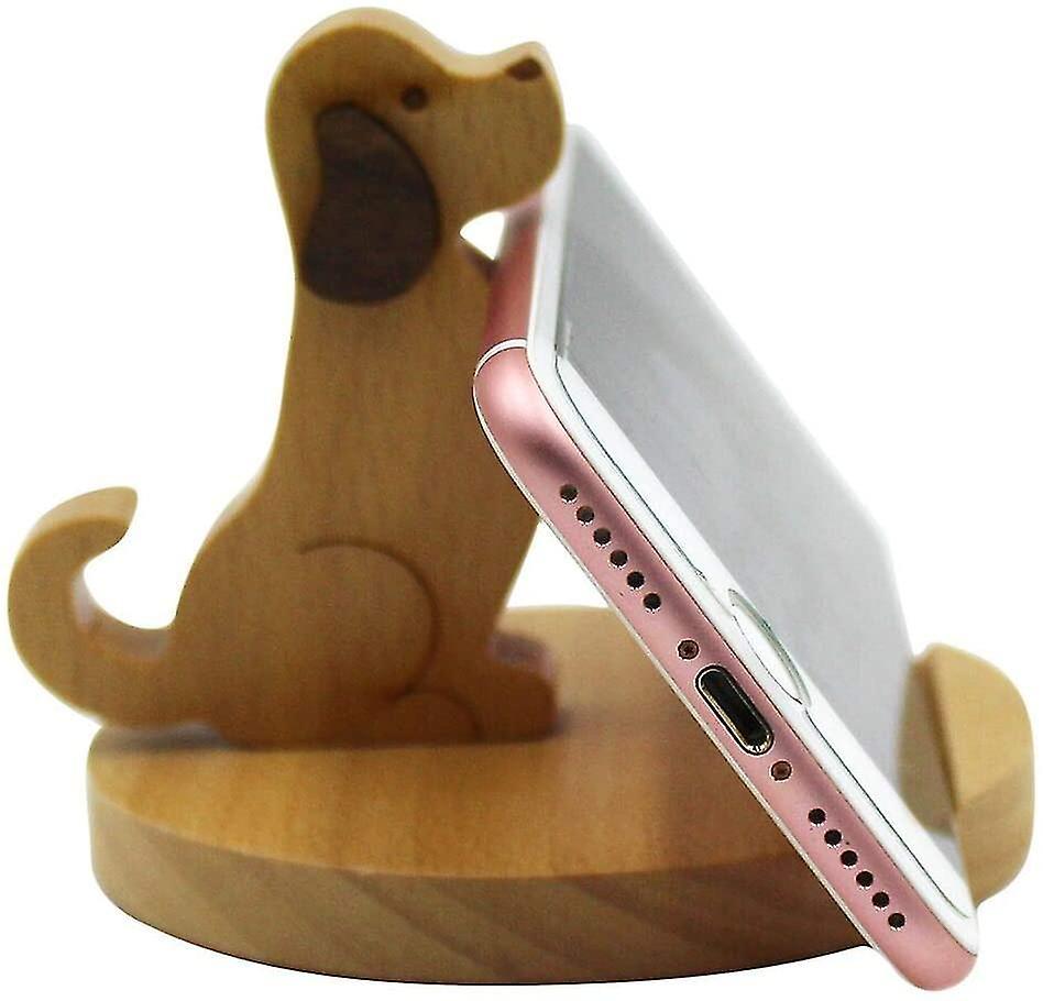 Tinor Cute Dog Cell Phone Holder Stand, Wooden Smartphone Desk Holder