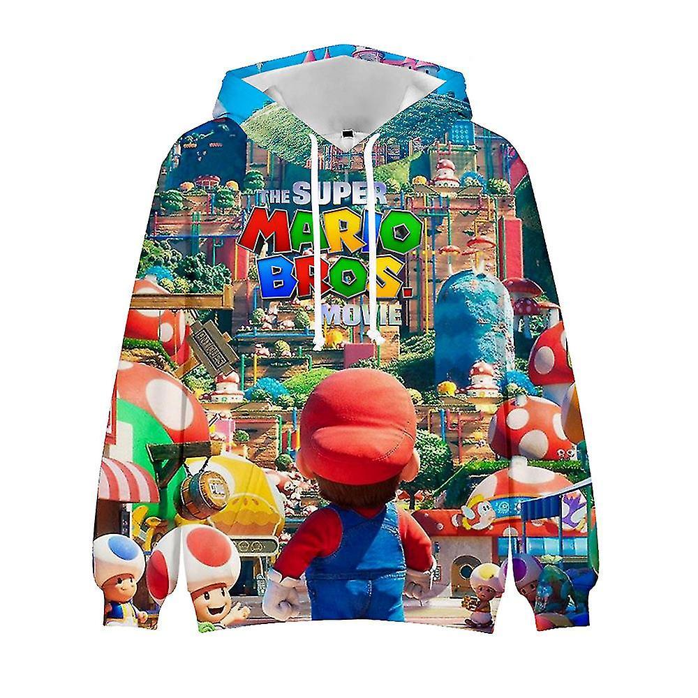 Shinestar Super Mario Bros Movie 3d Cartoon Print Hoodies Casual Drawstring Hooded Pullover Sweatshirt Tops Kids Birthday Gift E 9-10 Years