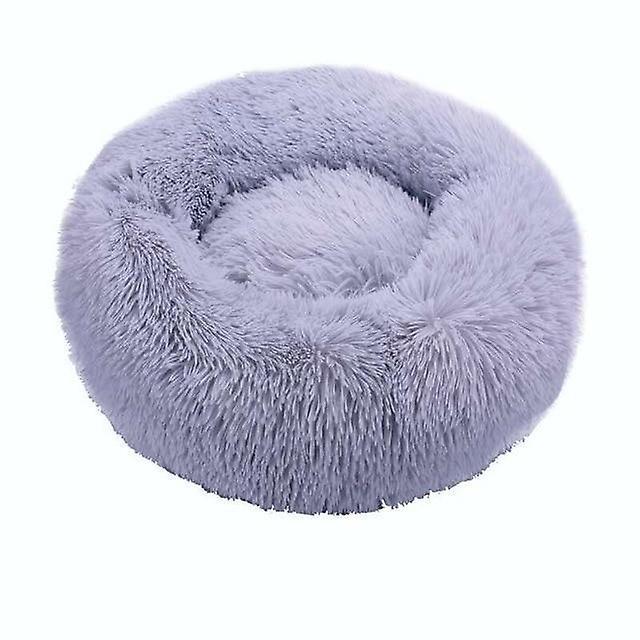 Slowmoose Round Cat Bed House Soft Long Plush Best  Bed For Dogs Basket, Pet Products 70cm / Light grey