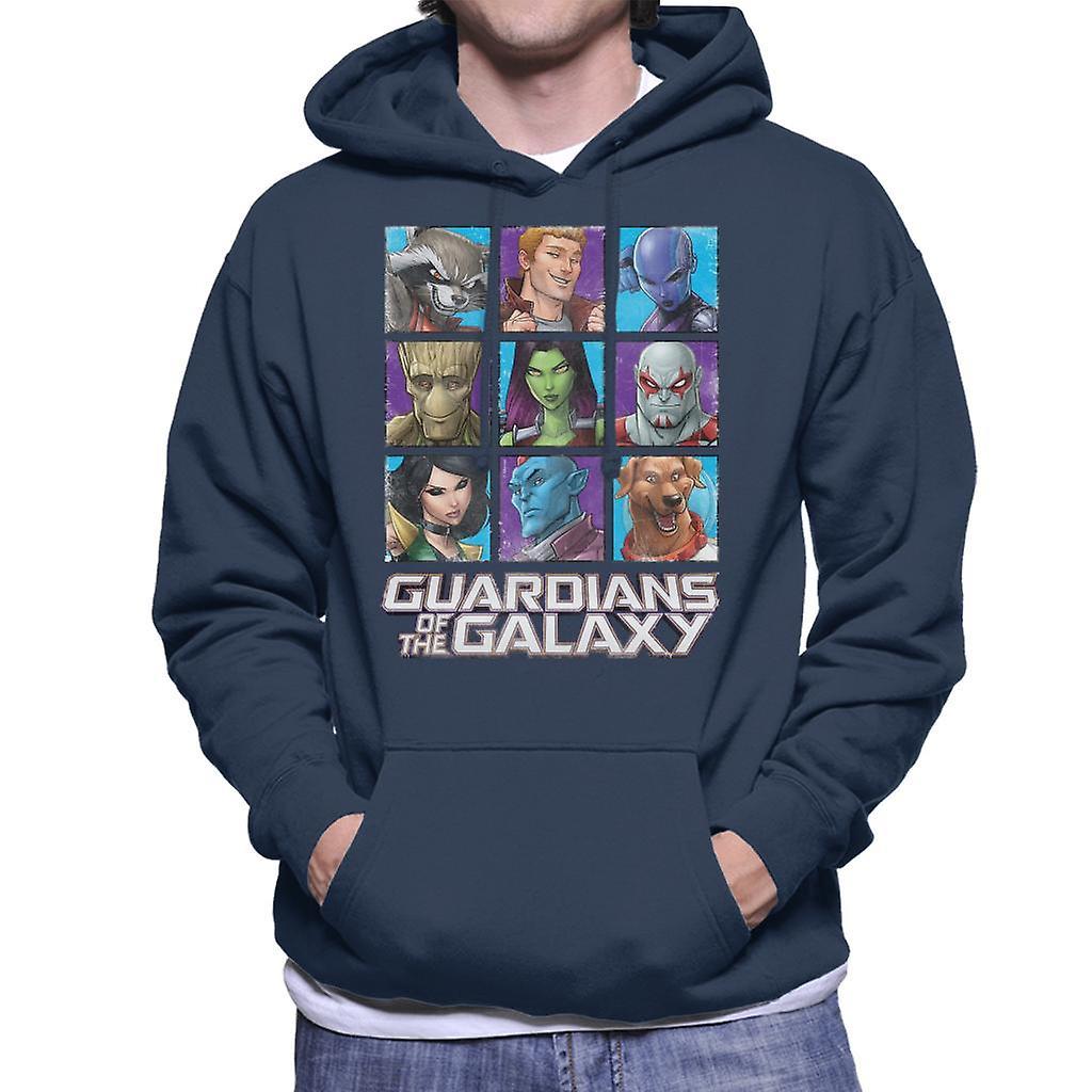 Marvel Guardians Of The Galaxy Extended Crew Men's Hooded Sweatshirt Navy Blue Large