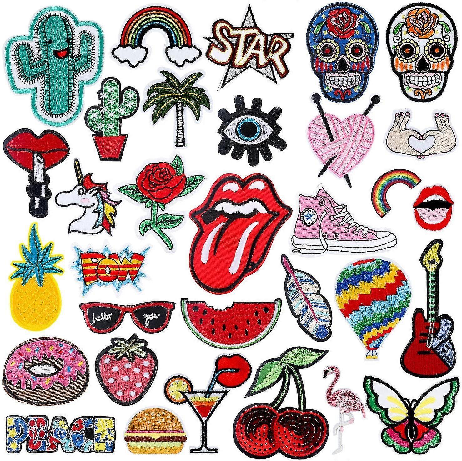 Aiyuego Iron-On Patches,20 Pcs Patches For Clothes Flowers Patches Appliqu Patches 32 pieces