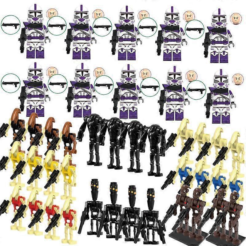 Sunvivid Battle Droid Minifigures Star Wars Super Battle Droids Commanders Pilots 10Clone Trooper 32Droid