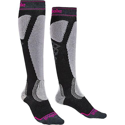 Bridgedale Womens Easy On Ski Socks Merino Wool Performance Elastane Sock Black/Grey M