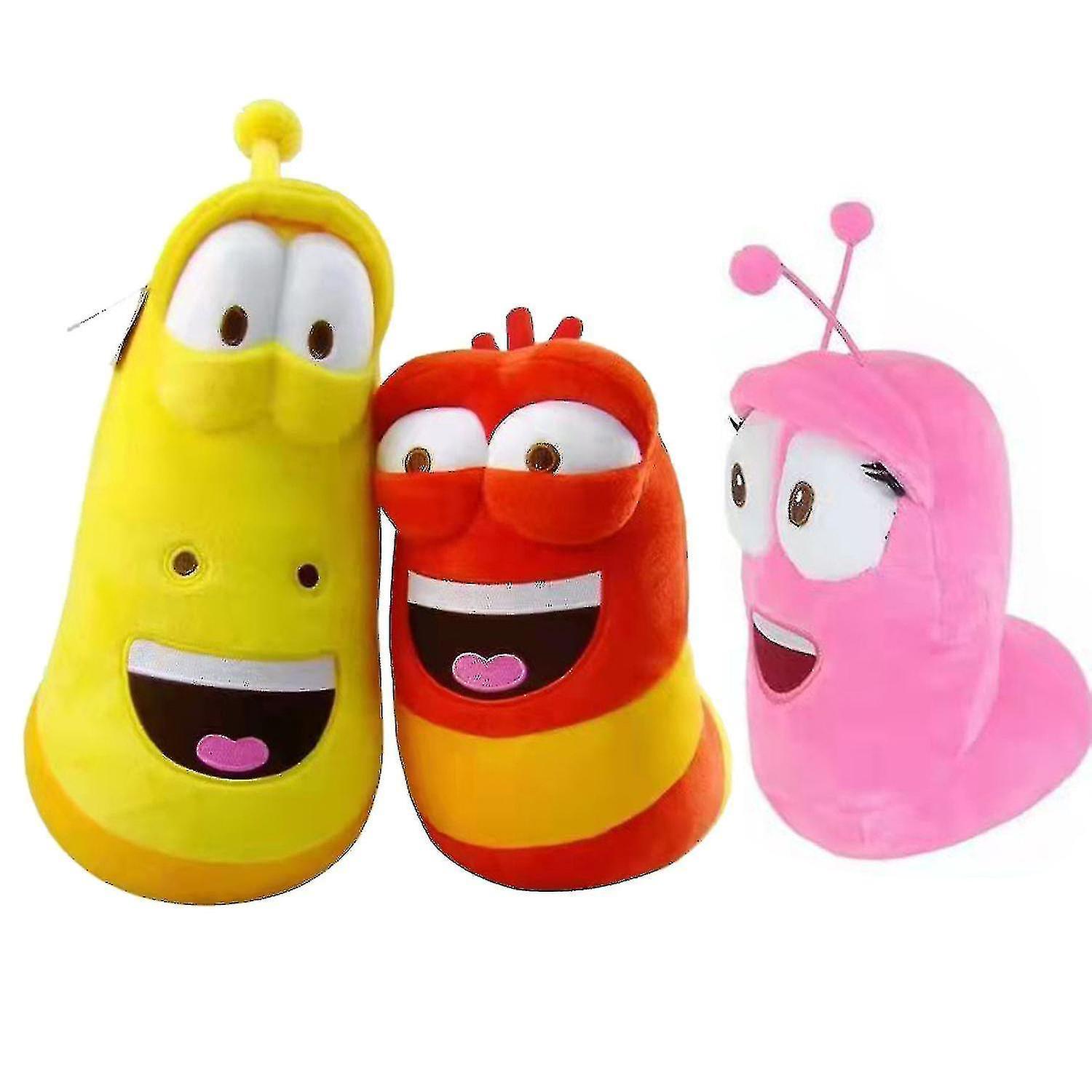 Mlsilm 3 Pcs Larva Plush Toys Yellow Insect Red Insect Cartoon Larva Toys Stuffed Doll 9 Inches_s