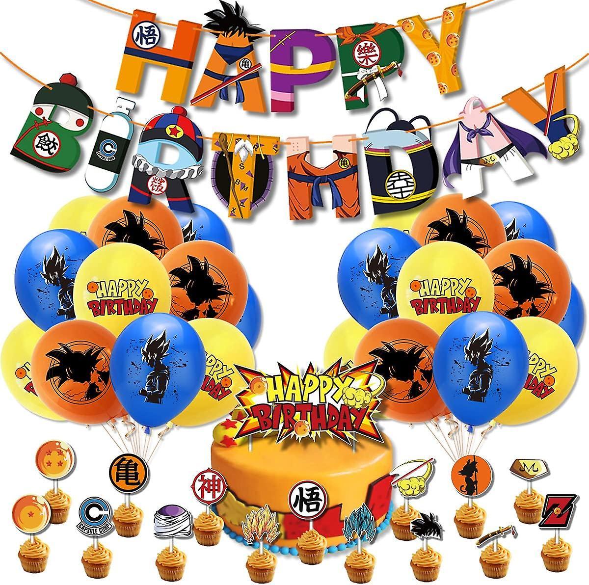 Heyone Birthday Party Supplies Set,includes Happy Banner - Cake&cupcake Toppers - 24 Latex Balloons For Kids Theme Birthday Party Decoration