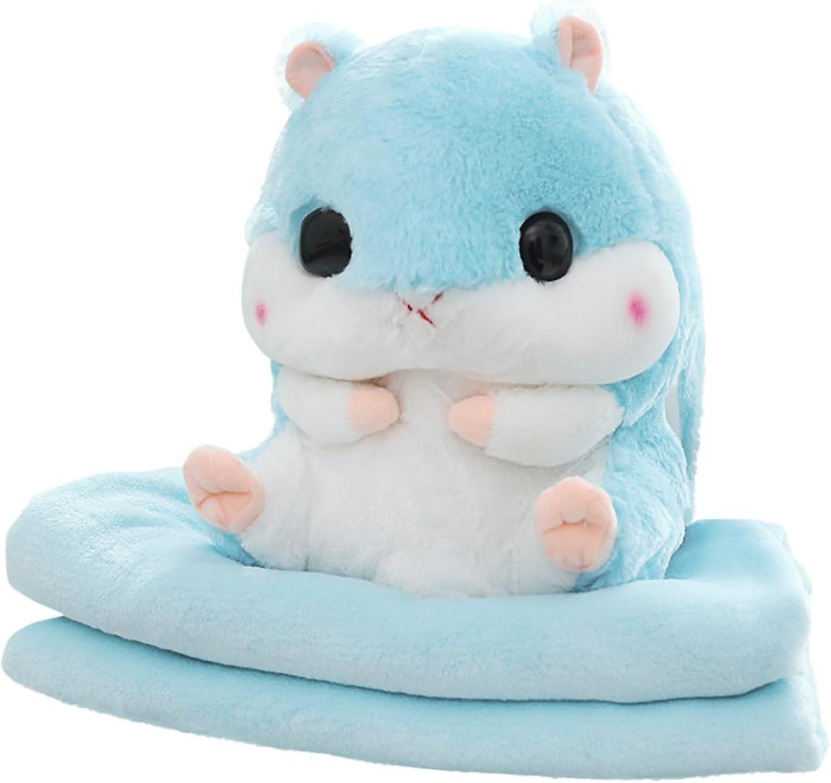 ILWHE Hamster Plush Blanket Cute Plush Blanket For Tv Sofa Office Nap Blanket Blue