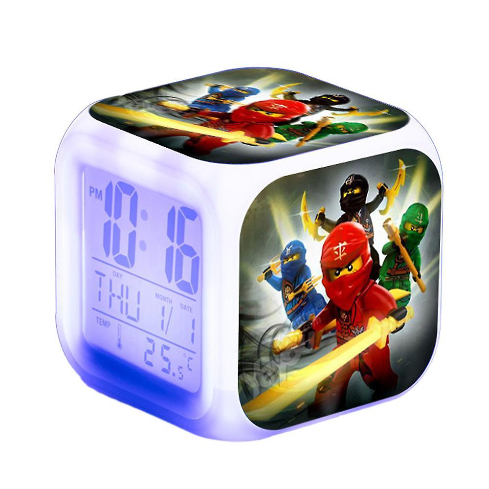 Shakub Christmas Gifts Ninjago Led Digital Alarm Clock 7 Colorful Light Bedroom Decor With Time,temperature,alarm,date C