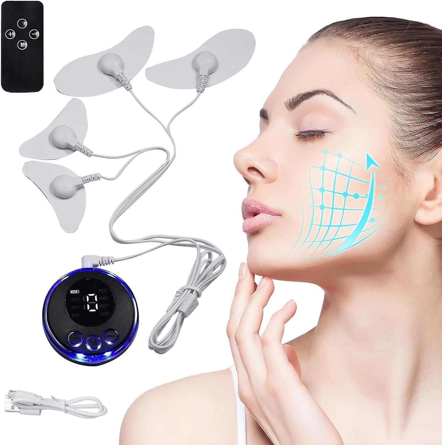 Szczw Electric Facial Massager, EMS Facial Massager, Face Massage Device, with Patch Pads EMS Stimulation Muscle Massager 8 Modes, for Facial Massa...