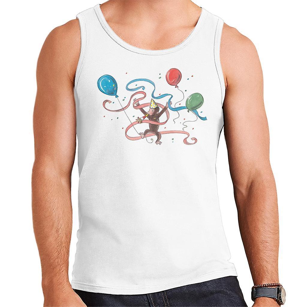 Curious George Party Balloons Men's Vest White XX-Large