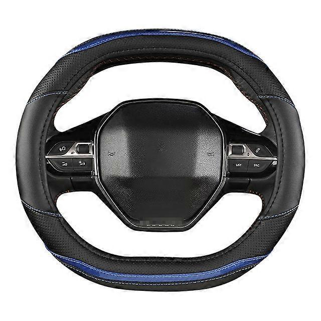 Unitoney For Peugeot 3008 4008 5008 Car Steering Wheel Cover Carbon Fibre + PU Leather Auto Accessories interior Coche sy Blue