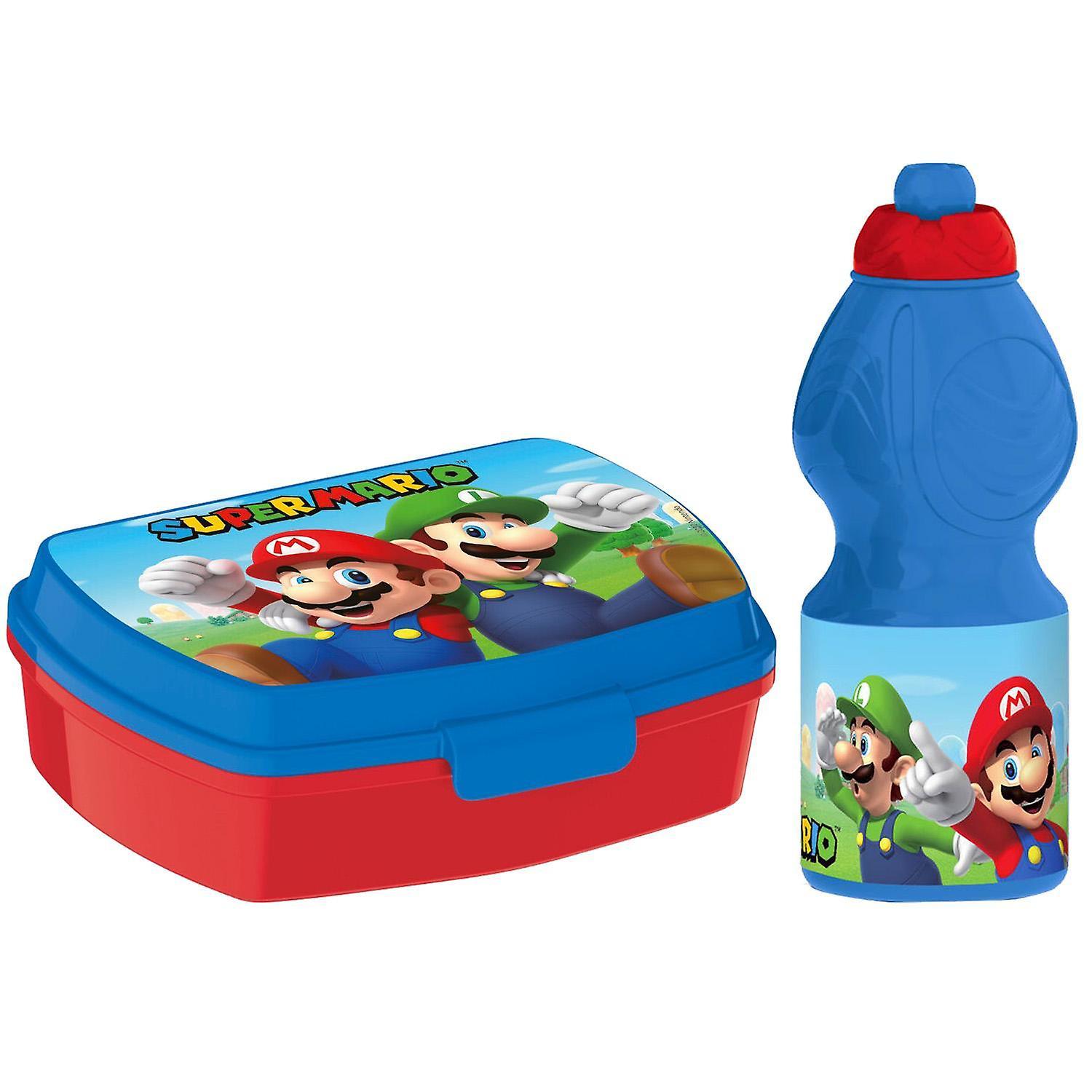 2-Pack Super Mario & Luigi Lunchbox And Pop-up Water Bottle