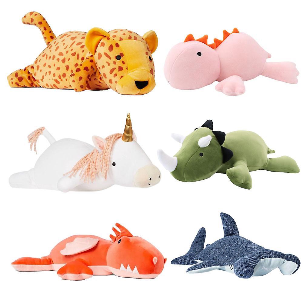 FLARUT Big Dinosaur Weighted Plush Toy Cartoon Stuffed Animals Pillow Soft Cute Birthday Gift For Children Blue Shark 60cm