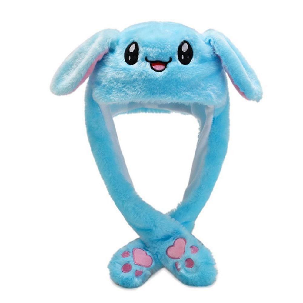 Waytogo Funny Rabbit Hat Plush Moving Bunny Ears Hat Soft Movable Ears Cap Accessories Blue