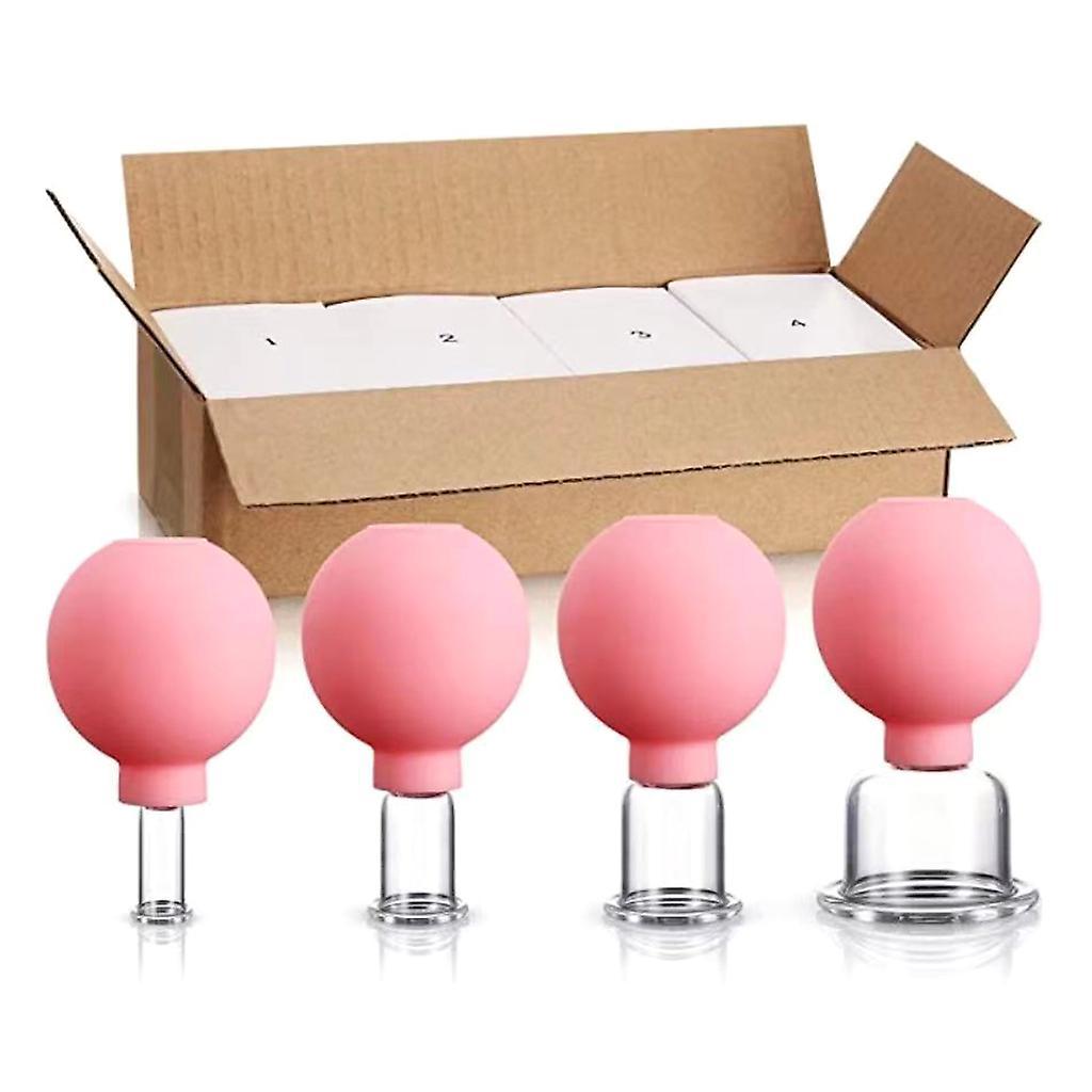 unbrand Face Cupping Therapy Set Glass For Facial Massage Cupping Vacuum Suction Massage Pink