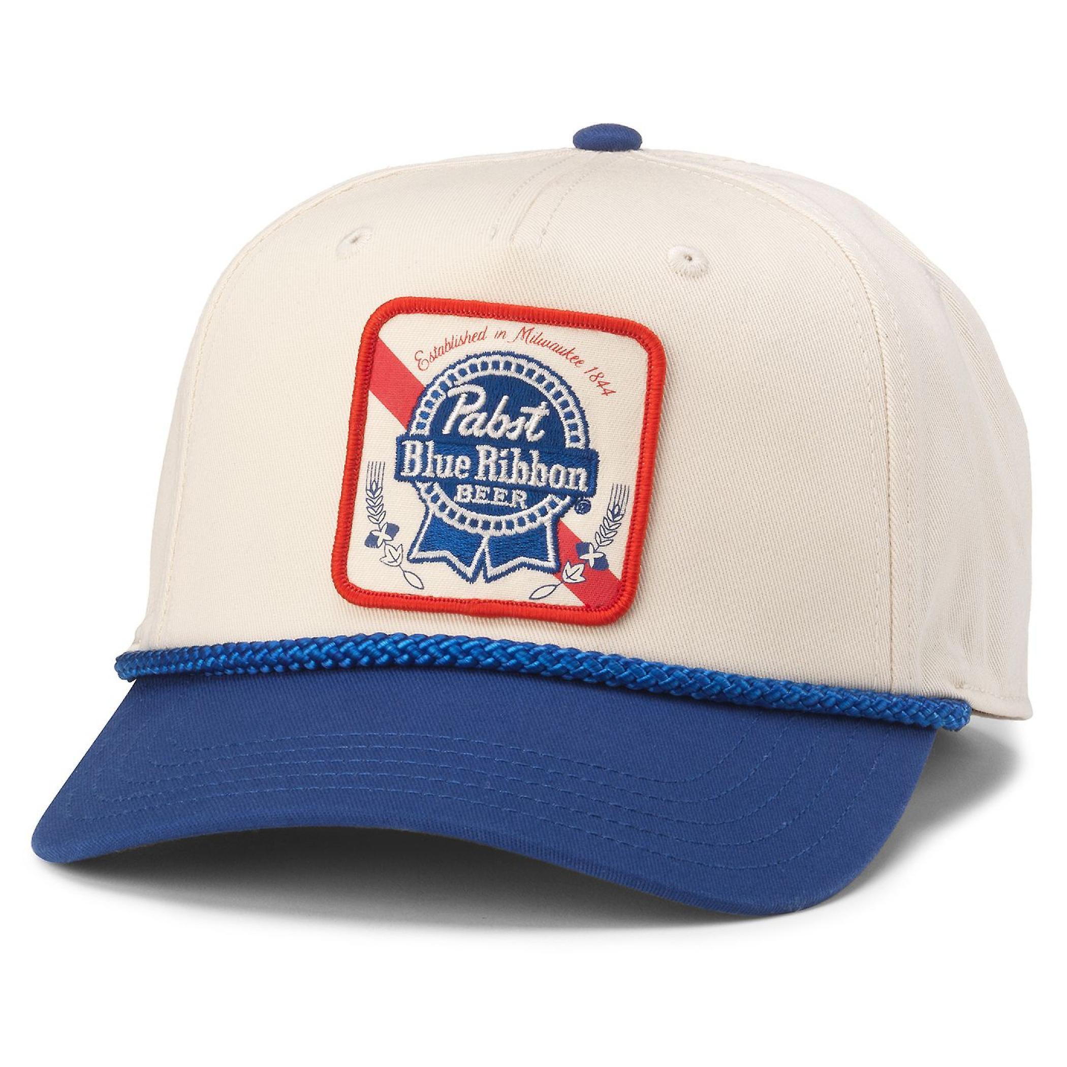 Beers Pabst Blue Ribbon Two Tone Flat Bill Adjustable Snapback Hat Multi-Color