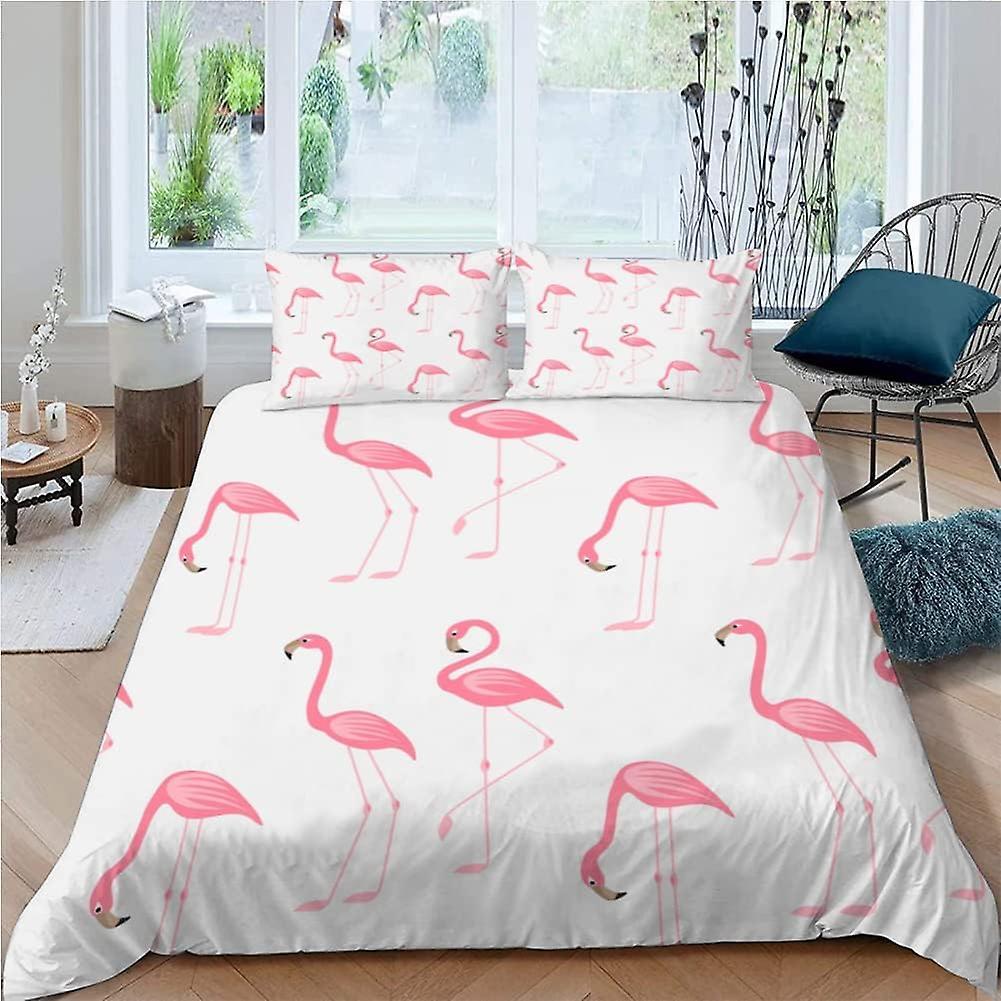 Kerota Bedding Set for Adult cm Flamingo Duvet Cover Cute Animal Bedding Set Microfiber Bedding Set + 2 Pillowcases Double200x200cm